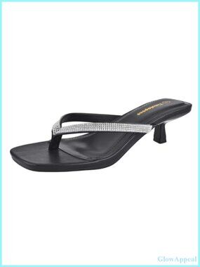 Kitten Heel Flip Flops Rhinestone Thong Sandals 2 Inch Low Heels Slip On